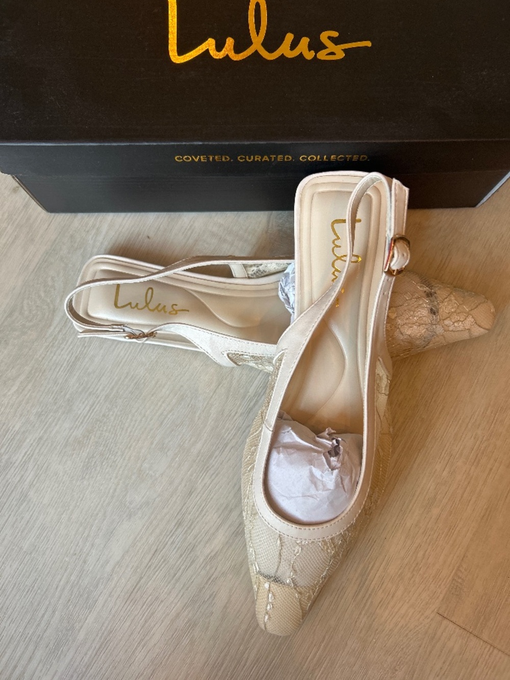 White lace slingback